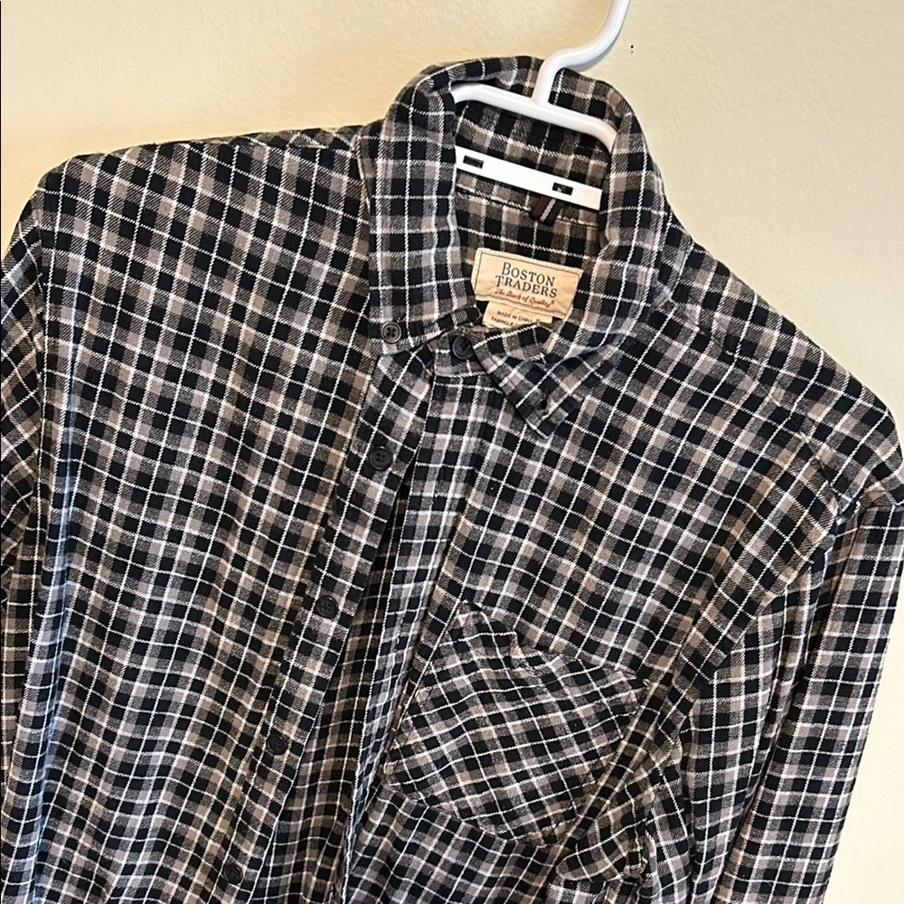 Boston Traders Black and White Plaid Men's Shirt